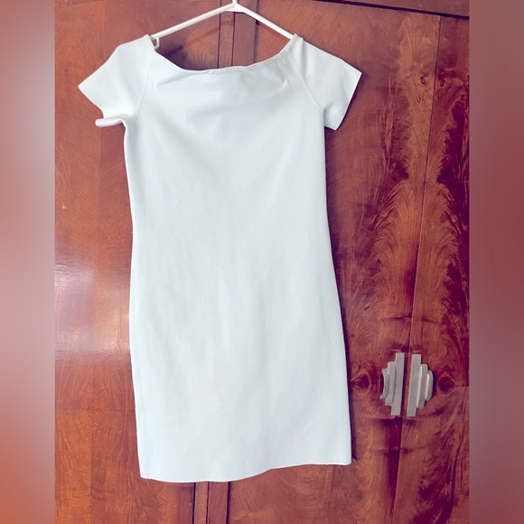 Helmet Lang size small fitted dress baby blue off the shoulder - Picture 1 of 2